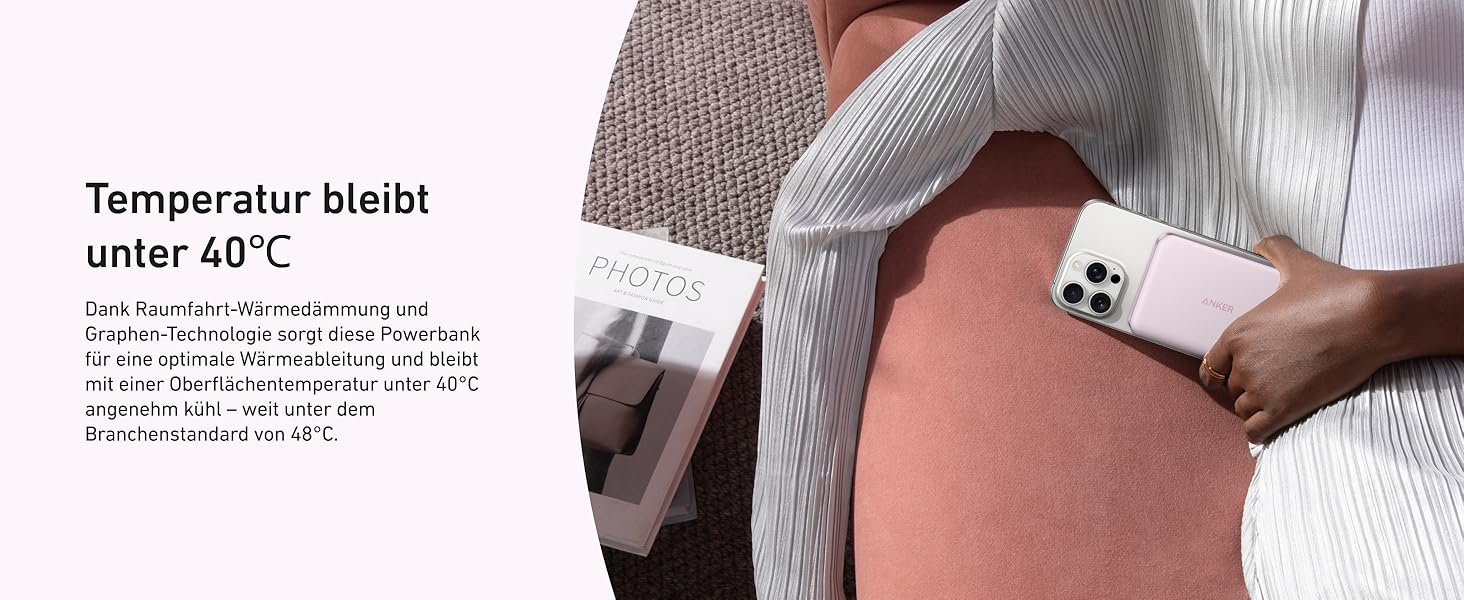 Anker MagGo Powerbank 10000mAh: портативний зарядний пристрій з MagSafe для iPhone 16/15/14/13 (Рожевий)