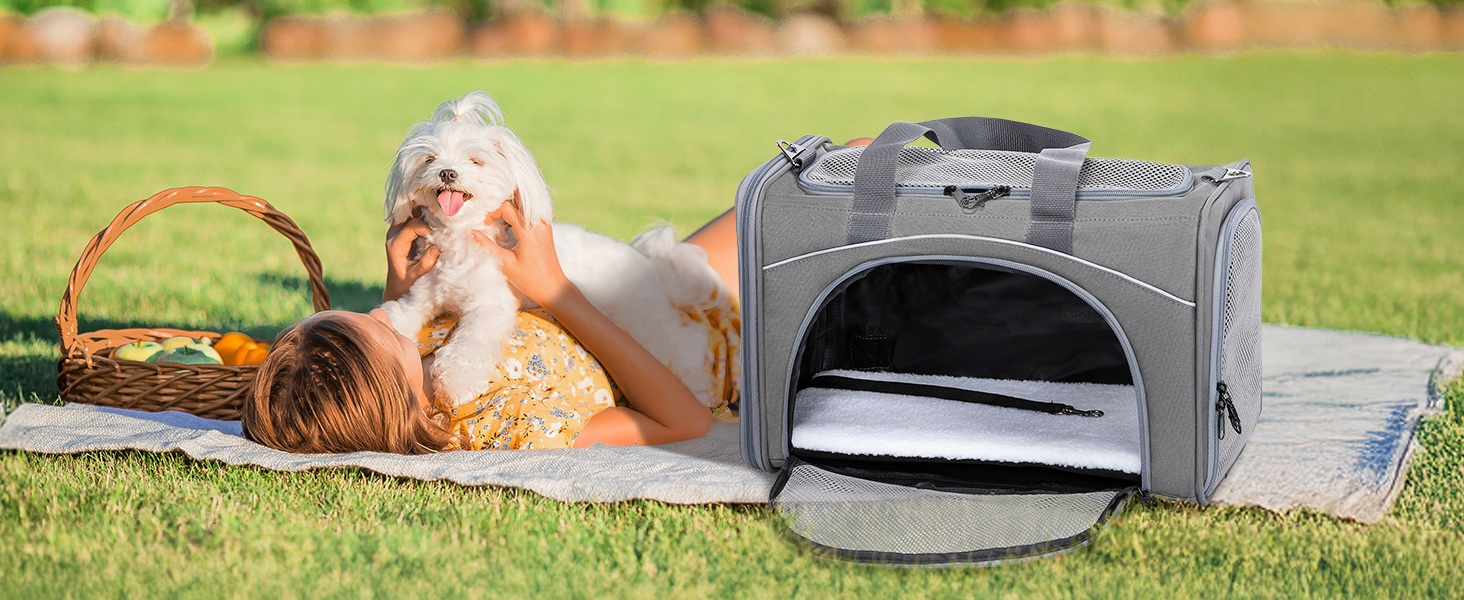 Транспортна сумка Petsfit для котів та собак | Авіапереліт, авто, поїзд | Сіра, Small
