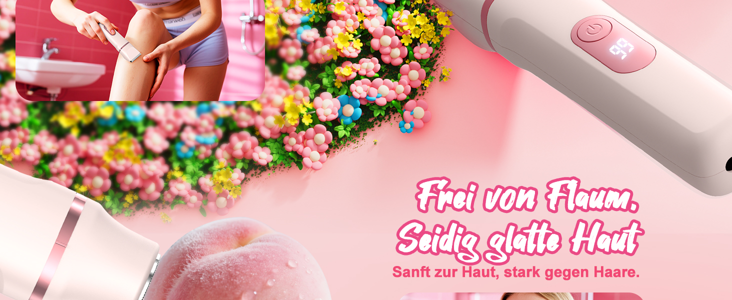 Електричний жіночий триммер 3-в-1 для тіла та інтимної зони з LED-дисплеєм, рожевий. Вологостійкий IPX7, USB-зарядка