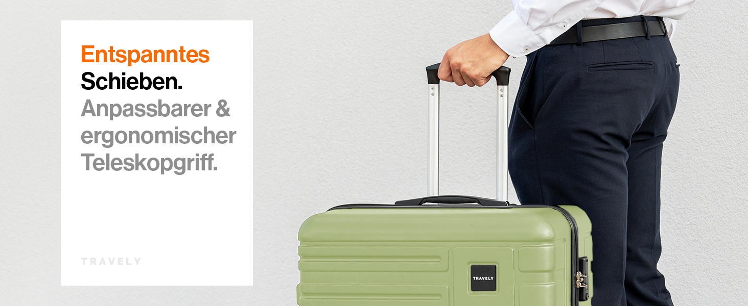 Чемодан туристичний великий 77 см, 100 л, полікарбонат, зелений, з TSA замком