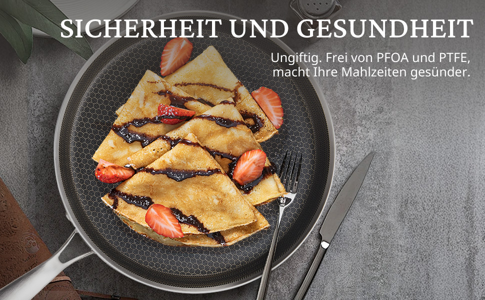 Сковорода для млинців KOKHUB з нержавіючої сталі 28 см з антипригарним покриттям та стільниковим малюнком, для індукційних, електричних та газових плит