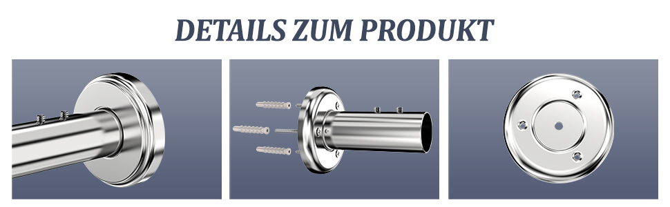 Штанга для душу U/L форми 75×(150-190)×75 см - 2 в 1 (для душу та ванни) з кільцями, без кріплень до стелі