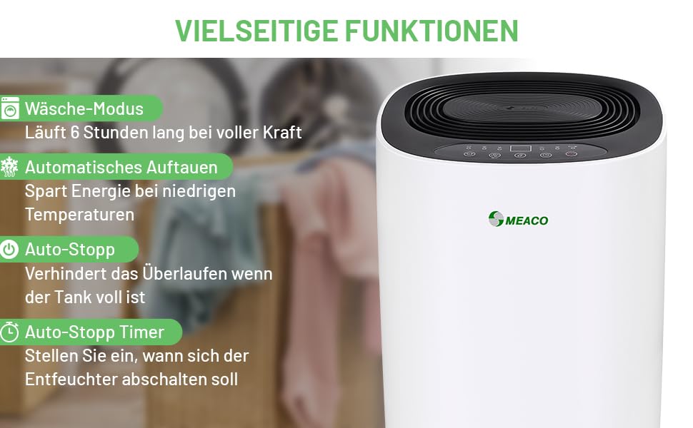 Зволожувач повітря Meaco Ultra Leiser 10L - Електричний зволожувач MeacoDry ABC, 10 літрів, чорний