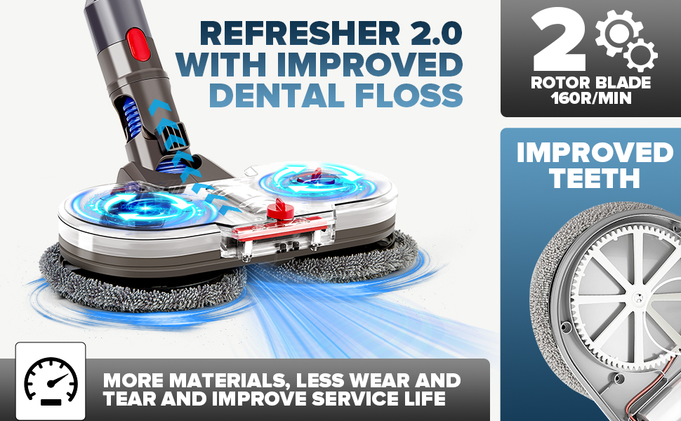 Насадка для миття підлоги сумісна з Dyson V7/V8/V10/V11/V15, знімний бак для води та 6 змінних мікрофібрових серветок для твердих підлог