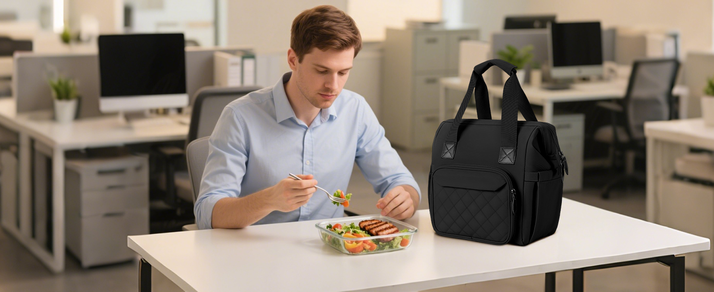 Чохол-холодильник 20 л, чорний: ізольована сумка-ланчбокс з PEVA-підкладкою, водонепроникна, з кількома відділеннями та плечовим ременем – для роботи, школи, авто, пікніка