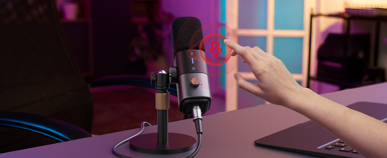 Динамічний мікрофон NearStream USB/XLR для ПК, геймінгу та стрімінгу з регулюванням гучності, кнопкою Mute, ізоляцією голосу, сумісний з MAC, PS4, PS5, мікшером (AM10X/AM15X)