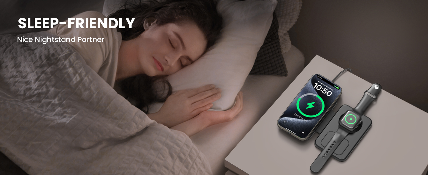 Зарядний пристрій GEEKERA MagSafe 3-в-1: для Apple Watch, iPhone та AirPods (чорний)