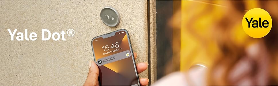 Розумний дверний замок Yale Dot, сріблястий, безключовий доступ через смартфон, віддалене (роз)блокування, сумісний з Yale Linus Smart Lock L2, керування через Yale Home App