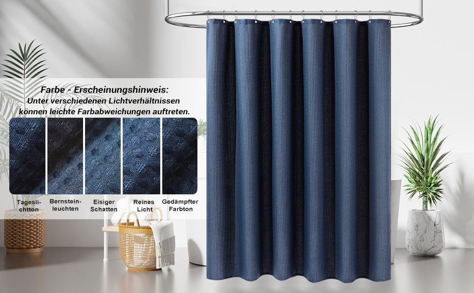 Шторка для душу BTTN, вафельна тканина, 180x200 см, антигрибкова, важка, водонепроникна, з 12 гачками, зелена, преміум-якість