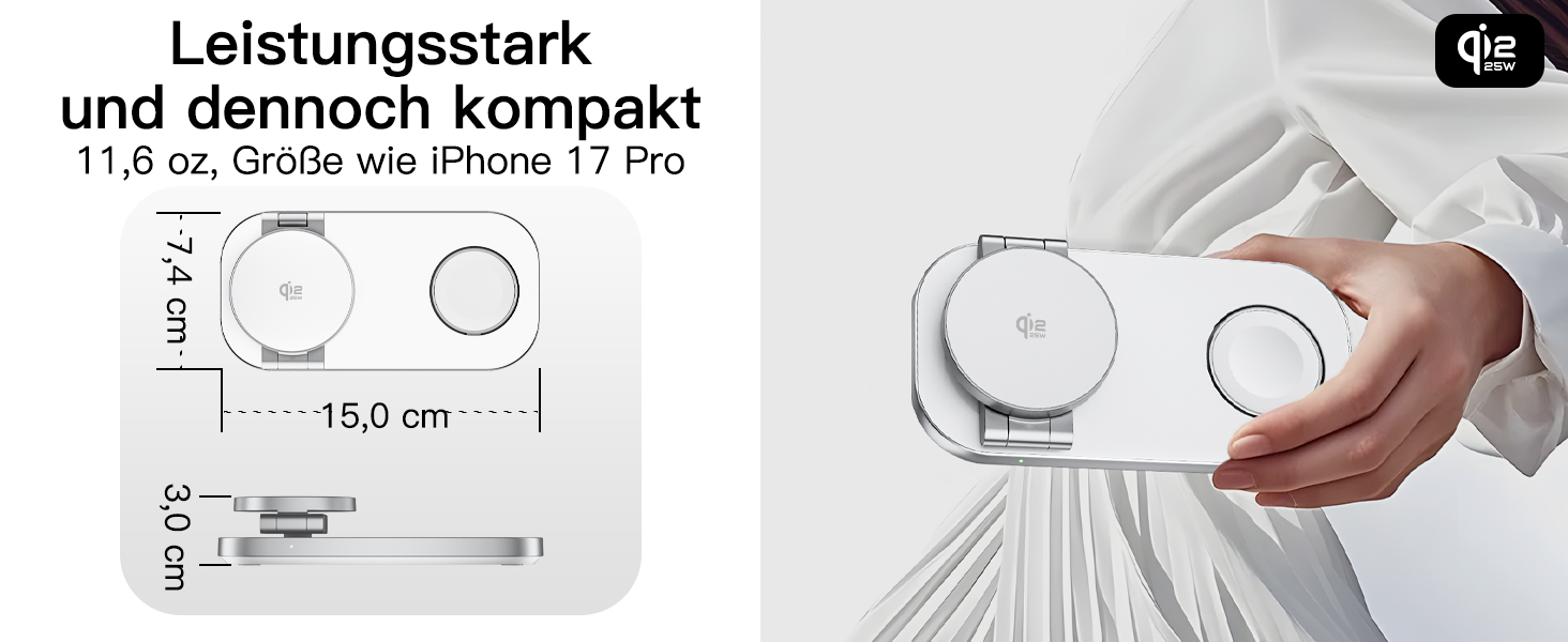 Бездротова зарядка 25W 3-в-1 з MagSafe: для iPhone, Apple Watch та AirPods (біла)