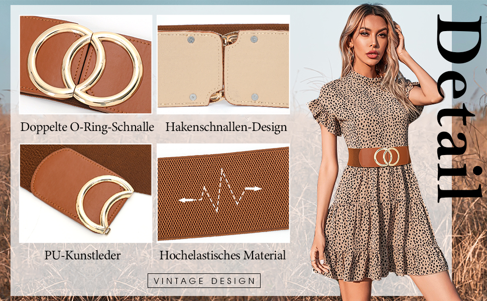 Жіночий широкий еластичний пояс JasGood вінтажний, з золотою пряжкою, білий, 80 см (під талію 80-95 см)