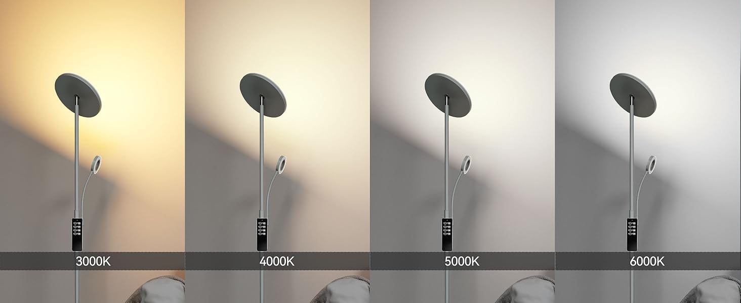 LED-підлогова лампа Modlicht 35W з регулюванням яскравості, чорна, 4200LM, з пультом та сенсорним керуванням, 3000-6000K, для вітальні, спальні, офісу