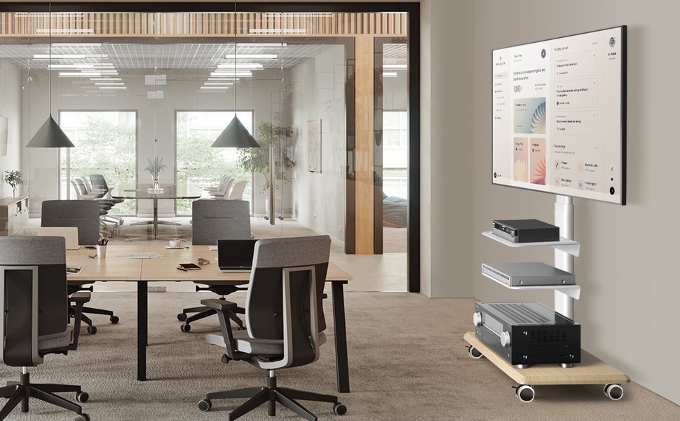 Підставка для телевізора RFIVER на коліщатках, поворотна, для телевізорів 26-65 дюймів, регульована по висоті, до 35 кг, VESA 400x400 мм