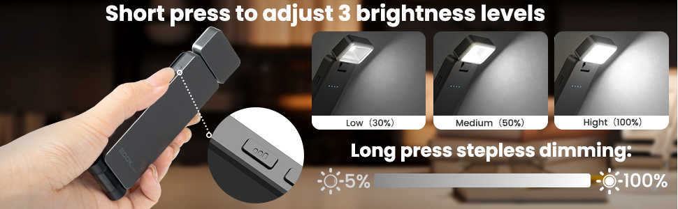 LED кріпильна лампа для читання Tyreses, акумуляторна, USB, 3 кольори, регулювання яскравості, для книг, дітей, зеленого/сірого кольору