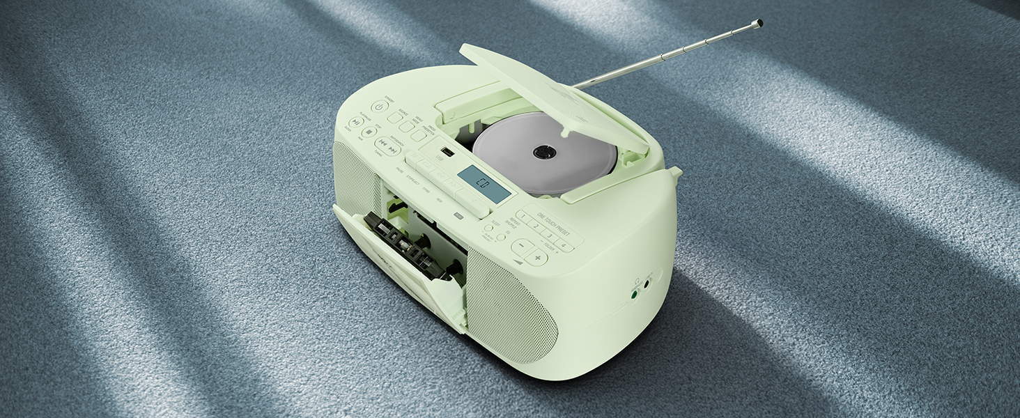 MEDION DRX-1 Plus Boombox: радіо DAB+, Bluetooth, CD-плеєр, MP3, касетний магнітофон, AUX, зелений