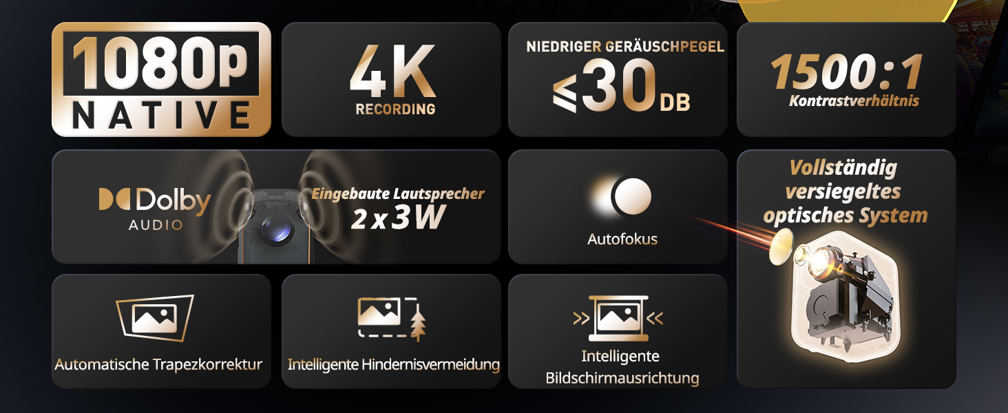 WEMAX Mini проєктор 4K з Netflix та Google TV, портативний, Dolby Audio, WiFi, Bluetooth для домашнього кіно та відпочинку на природі