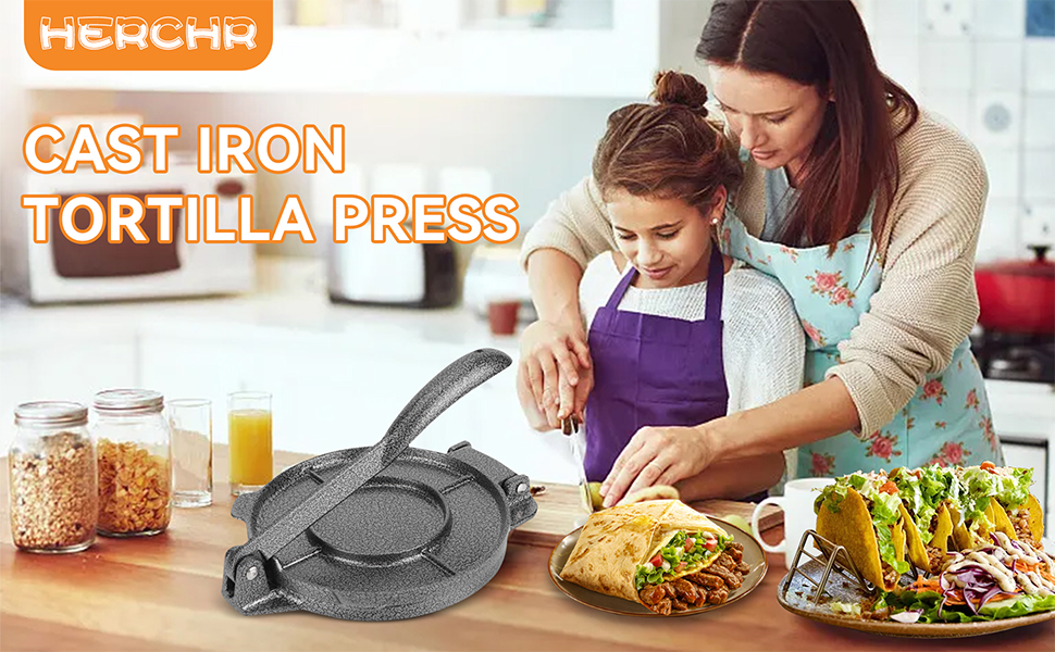 Пресс для тортилій та роті, 16.5 см, алюмінієвий, для тортилій, роті, кесадільї, бурріто, емпінад, з ручним притисканням
