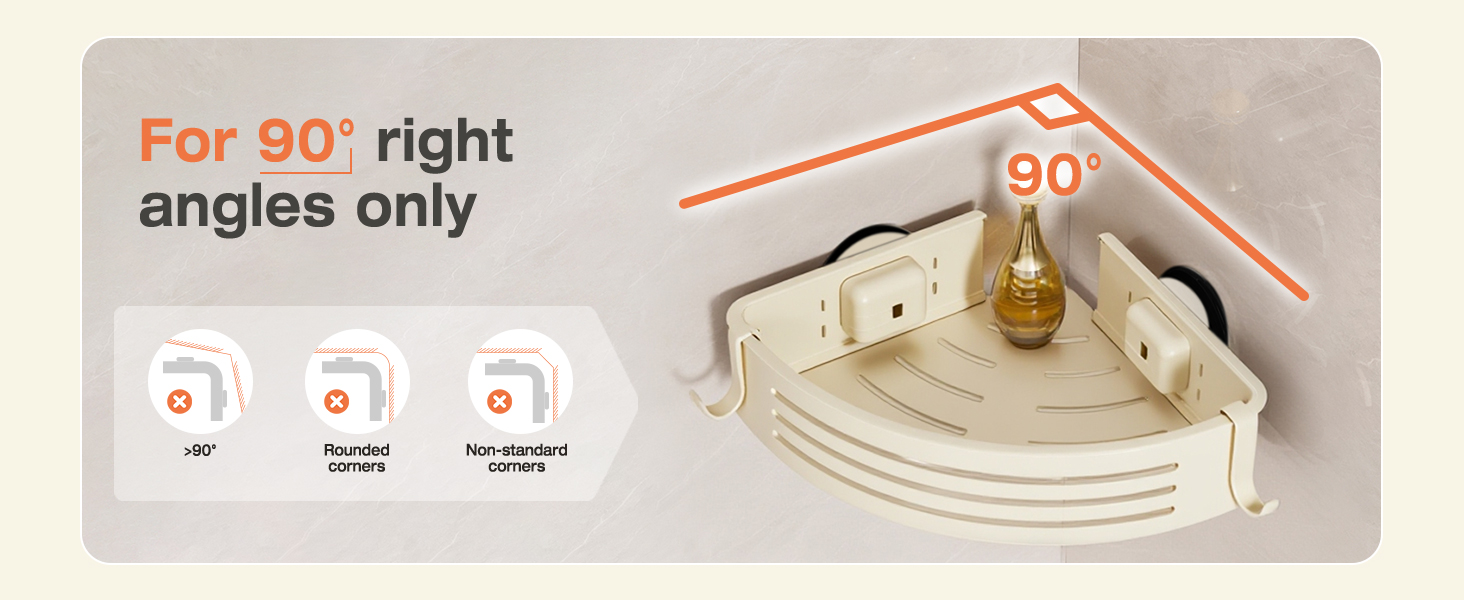 Полка для душу Lekesky без свердління, кутова, з міцними присосками, алюміній, нержавіюча сталь, знімна, для ванної кімнати, кухні, орендованого житла (2 шт., кремовий)