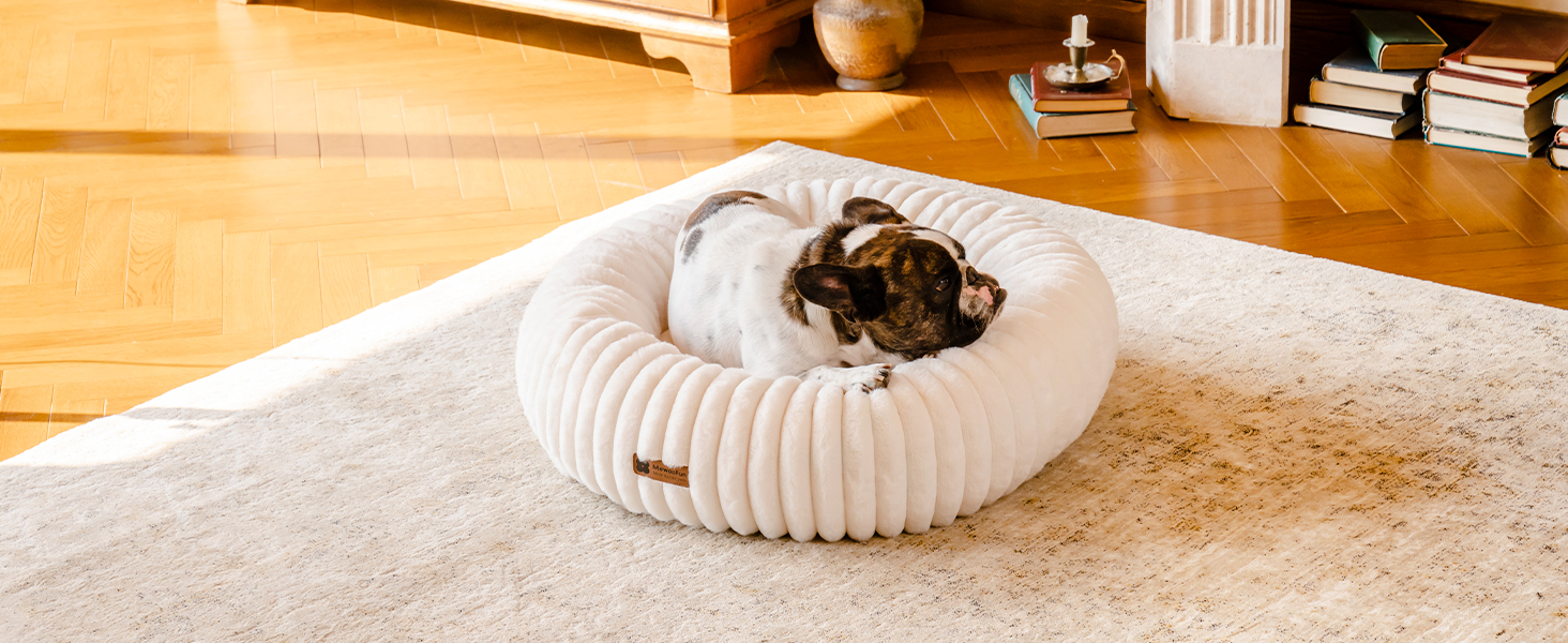 Кругле лежанка для собак MEWOOFUN, м'яке та зручне, 76x76x20 см, Marineblau (Темно-синій)