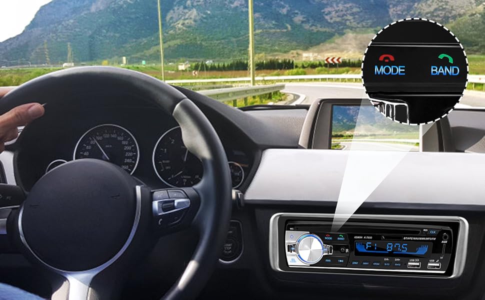 Автомобільна магнітола 1 DIN з Bluetooth та гучним зв'язком, 21.4 x 15 x 8.4 см