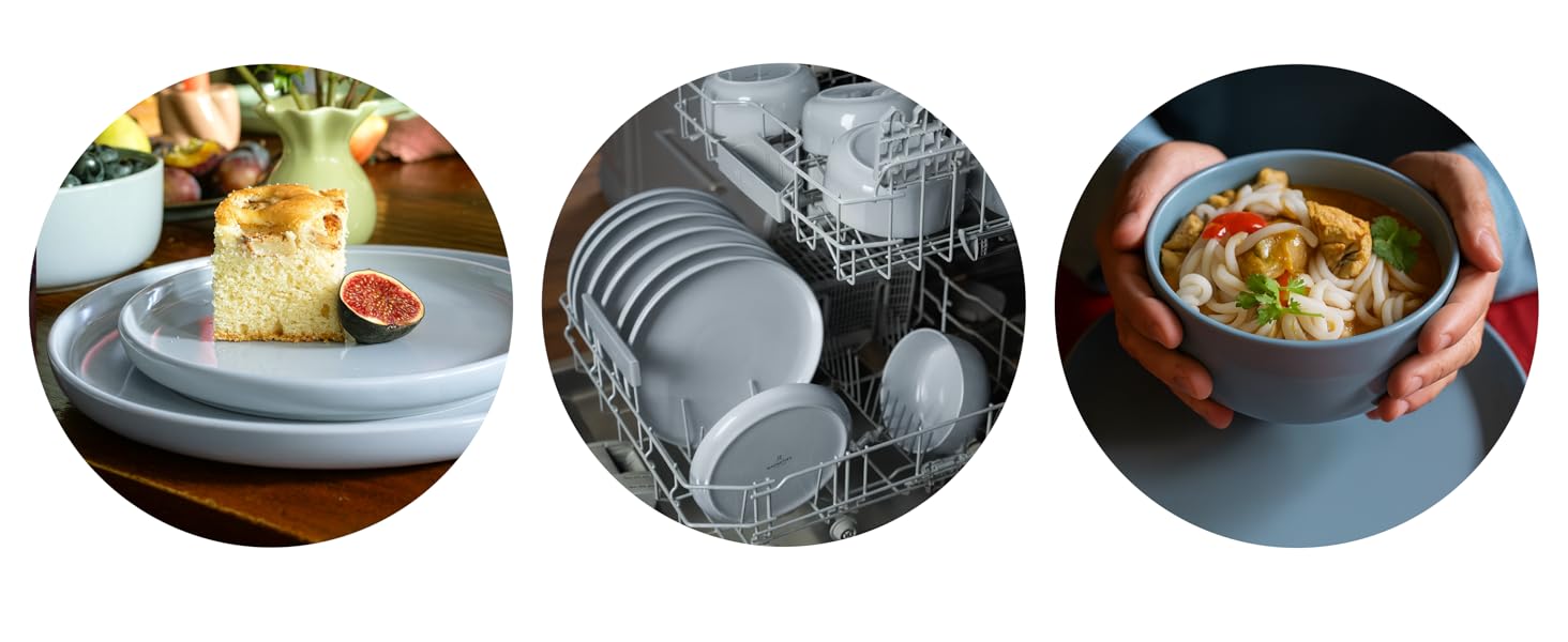 Набір посуду Feinsteinzeug на 6 осіб, 18 частин: міцний та стійкий до подряпин, бежевий глянцевий | Тарілки, тарілки для десерту та миски для 6 осіб - Magnetiks (Лавандова Мгла | 18 частин)