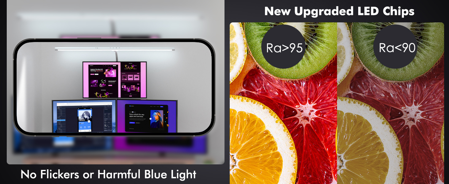 LED лампа настільна EYOCEAN 24W, 80см, з жестами, диммування, захист очей, для офісу, читання, архітекторів, дизайнерів