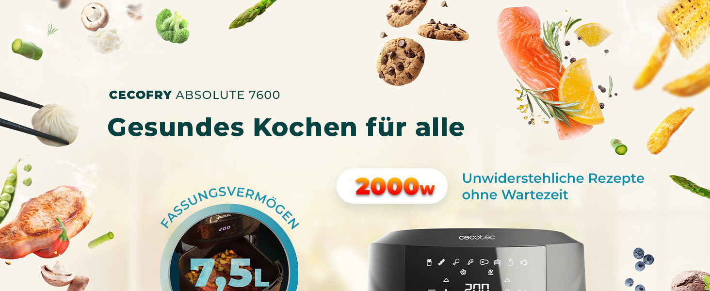 Фритюрниця Cecotec Cecofry Absolute 7600 7.6л, 2000 Вт, Цифрова, PerfectCook, Чорна