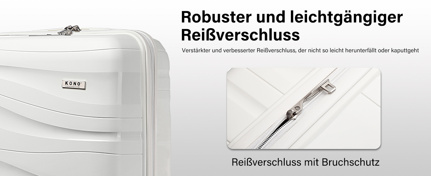 Набір валіз KONO 2 шт: ручна валіза-тележка 56 см + косметичка з поліпропілену, жорсткий корпус, 4 колеса, TSA-замок (кремово-білий)