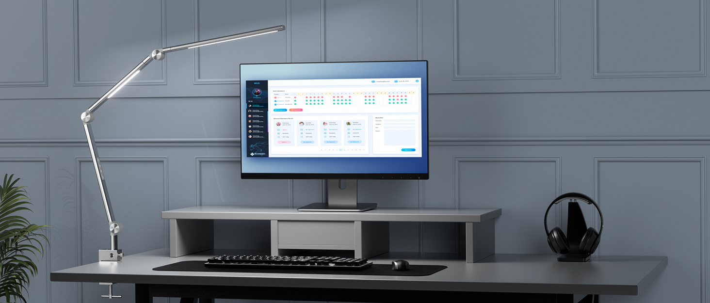 LED лампа для столу VERSKI 18W з регулюванням яскравості та 5 колірними температурами. Захист очей, для офісу та дому. Кріпиться на стіл.