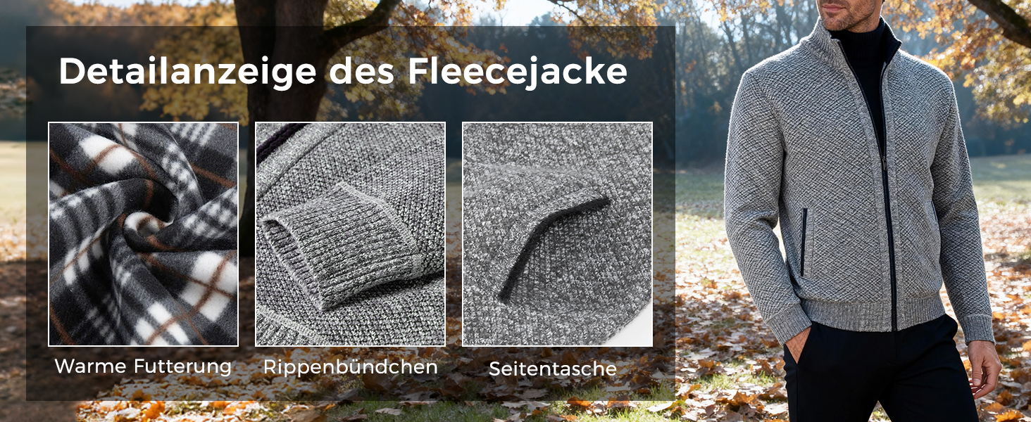 Чоловіча кардиган-кофта з флісу GLESTORE, сірий світлий, для стильного образу