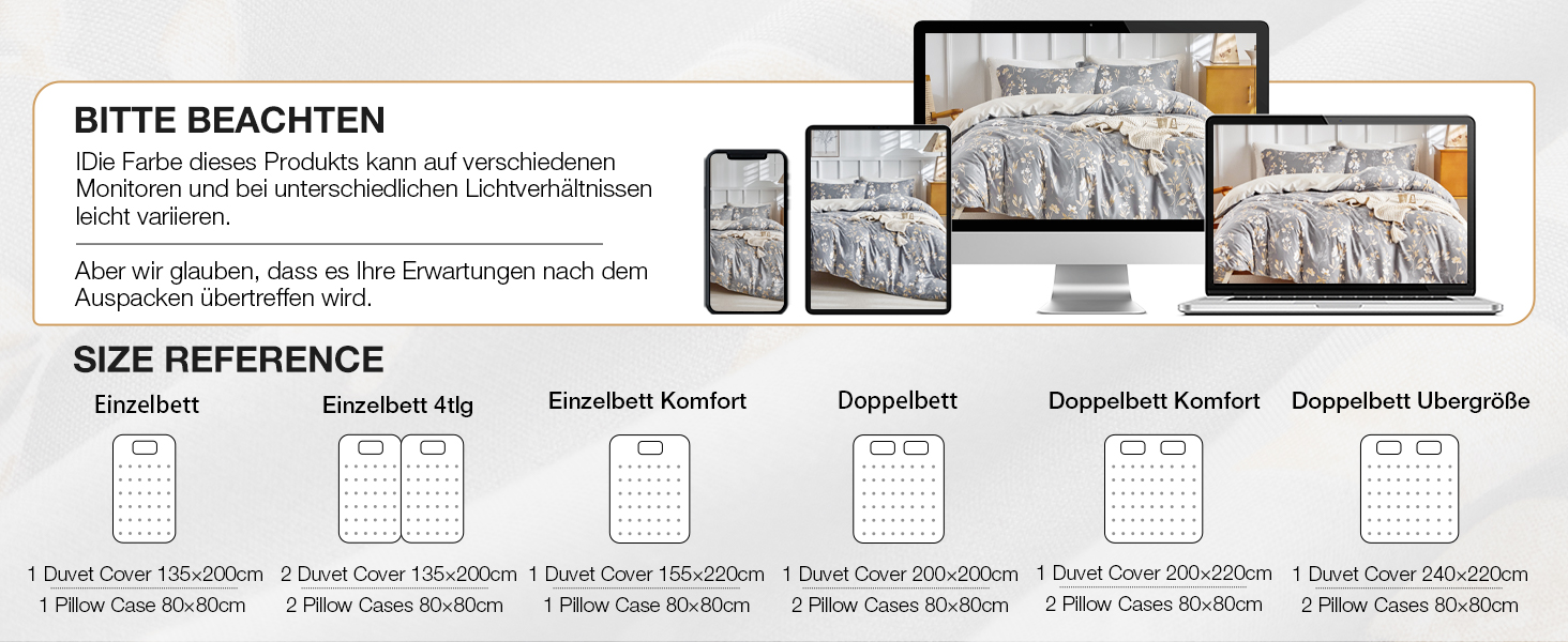 Комплект постільної білизни Tokokimo 220x240 3шт - комплект з 2 наволочками 80x80 см, з блискавкою, квітка, мікрофібра, для двоспального ліжка, сіро-коричневий