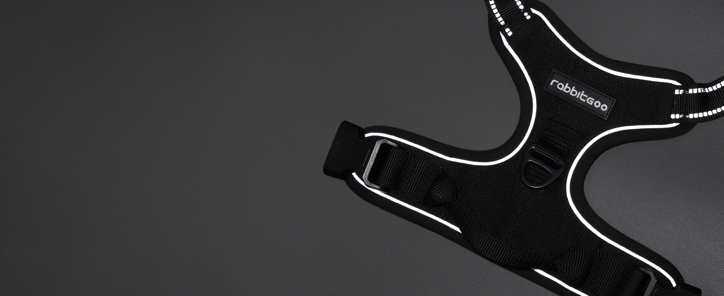 Нашийник для собак Rabbitgoo середнього розміру, анти-тяга, регульований, чорний, S (1 шт.)