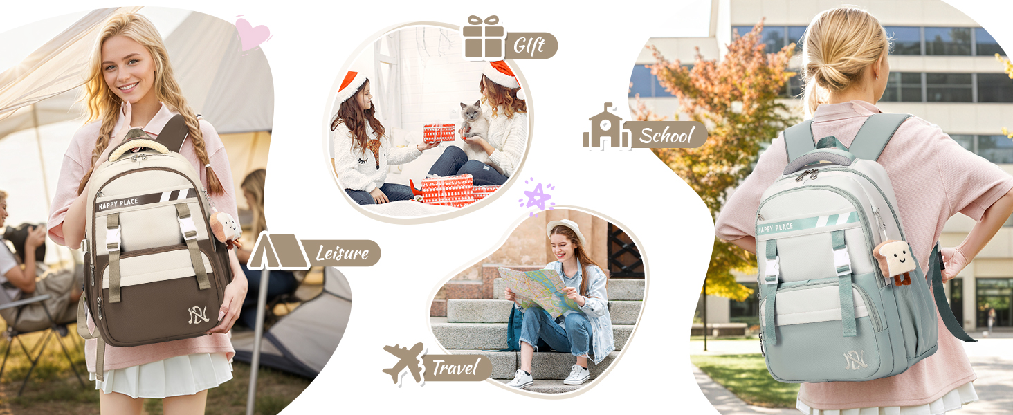 Шкільний рюкзак IvyH для дівчаток, водонепроникний, для 5-9 класів, з великою місткістю, зелений