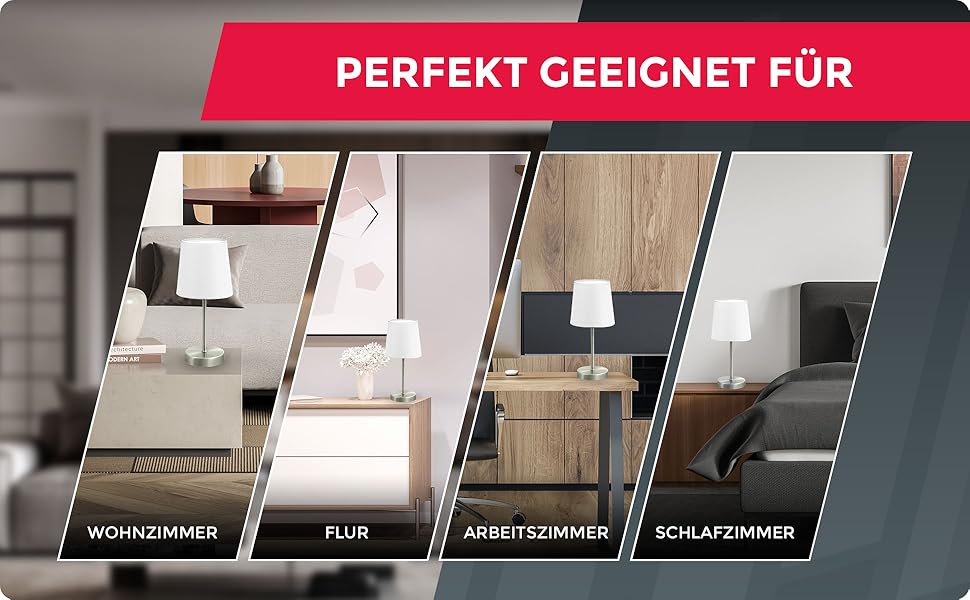 Вінтажна настільна лампа B.K.Licht з абажуром з тканини, з вимикачем на шнурі, 33x20 см, білий колір