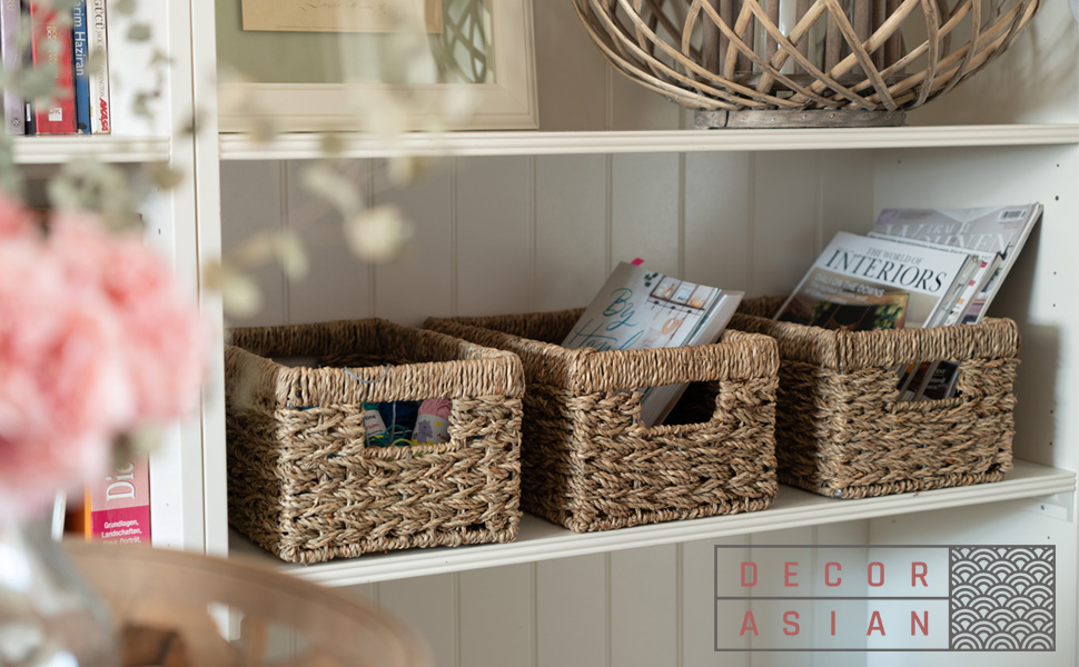 Набір кошиків для зберігання Decorasian, великий XL+L, плетені з морської трави, натуральний, міцний, 2 шт.