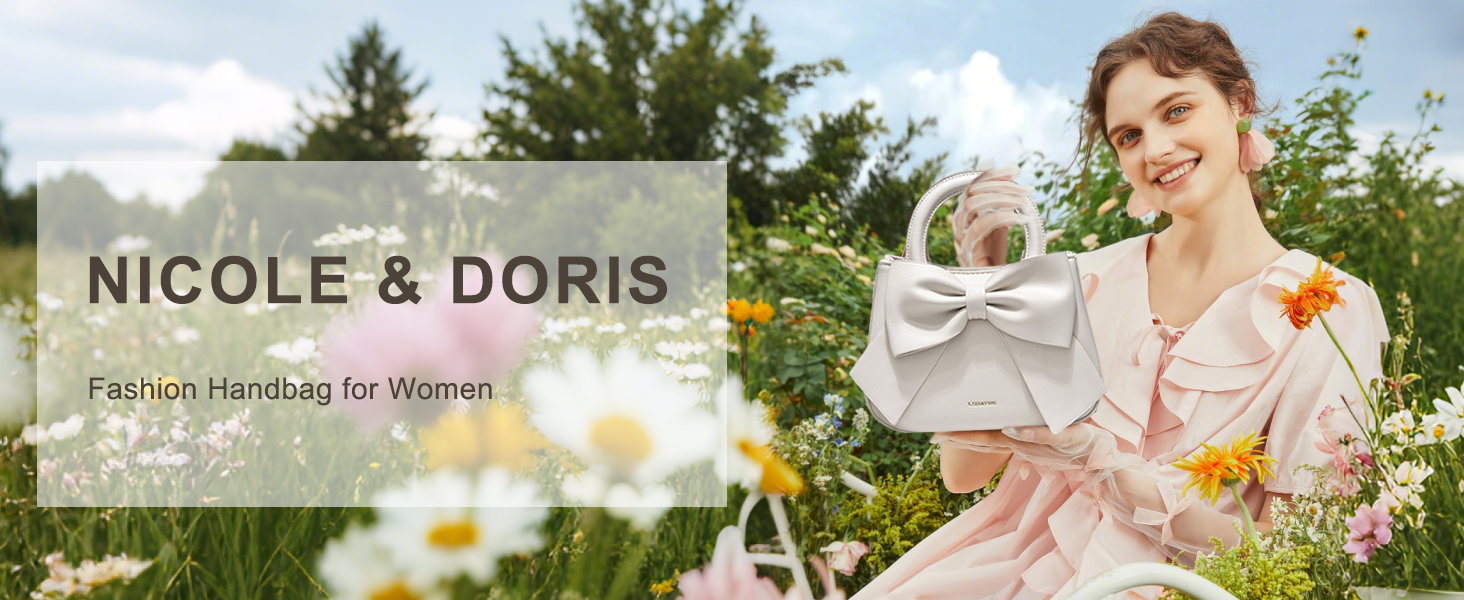 Сумка жіноча NICOLE & DORIS біла з бантиком, мініатюрна кросбоді, PU шкіра