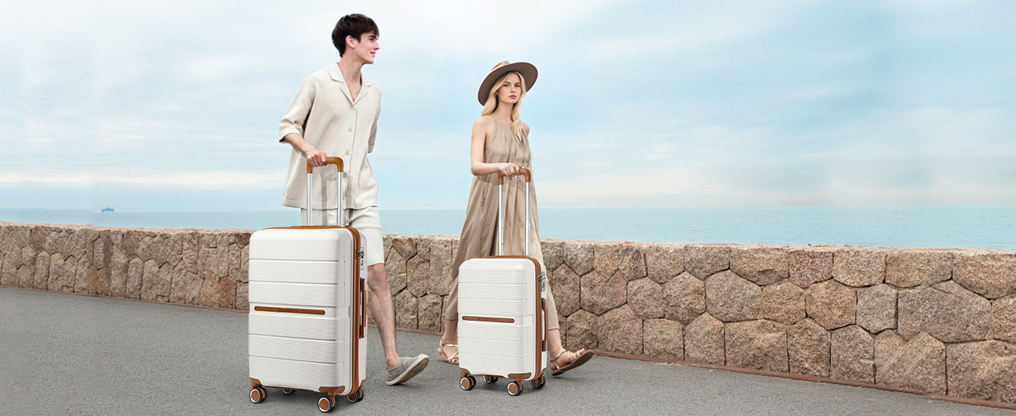 Чемодан British Traveller Mittelgroß: міцний валіза на 8 коліщатках з TSA-замком, 66 x 43.3 x 28.5 см, бежевий