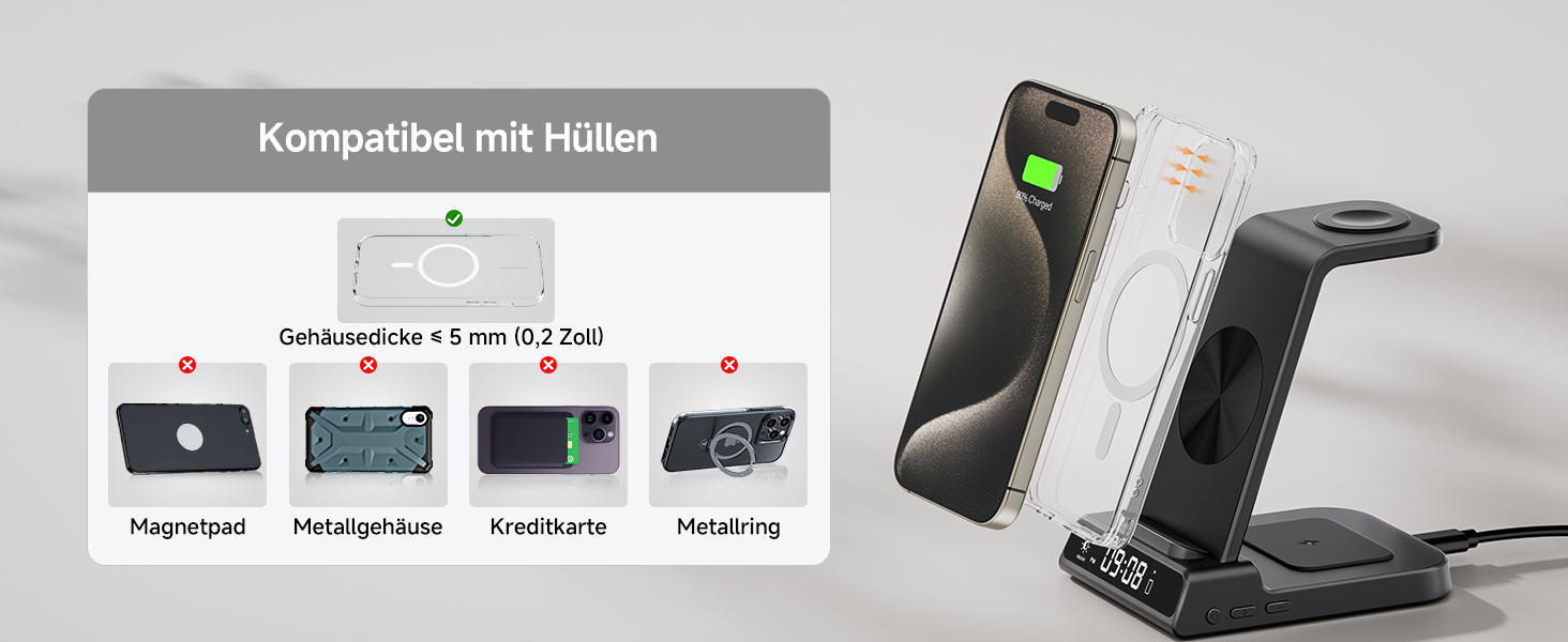 Бездротова зарядна станція 3-в-1 для Apple iPhone 16/15/14/13/12 Pro/Plus, Apple Watch Ultra 2/9/8/7/6/5, AirPods Pro/4/3/2 – Чорна