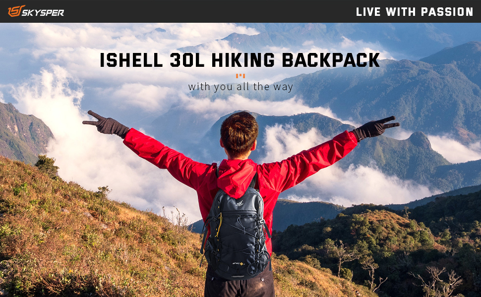 SKYSPER ISHELL 30 Foldable Backpack 30L Ultra-light Daypack Packable Daypack Waterproof Hiking Backpack Travel Backpack for Camping Outdoor Hiking Travel