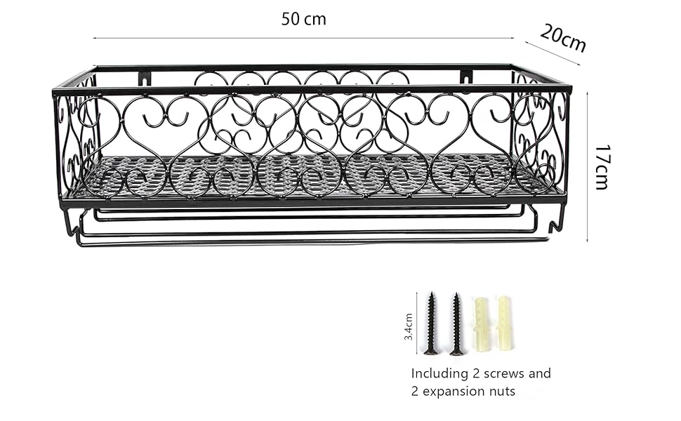 Стійка для винних та келих AcornFort® W-612 Metall – 18 пляшок та 18 келихів (50 x 20 см, Чорний)