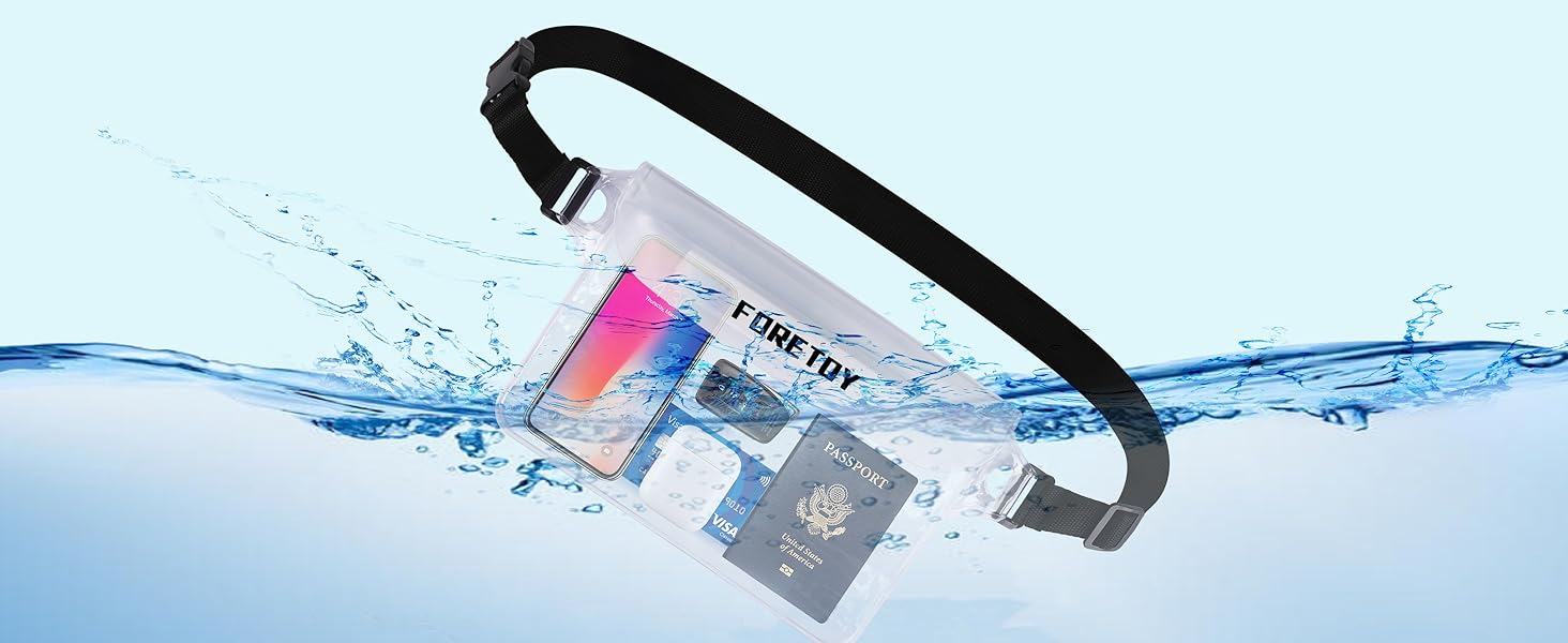 Водонепроникна сумка-чохол на пояс з регульованим ременем, IP68, прозора. Підходить для фотозйомки, водних видів спорту, пляжу, плавання, риболовлі та іншого.