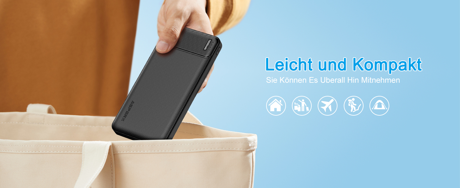 Power Bank AsperX 10000mAh (2 шт.) з USB-C, 4 порти, чорний+білий, для iPhone, iPad, Huawei, Tablet