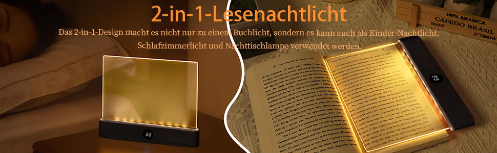 Світлодіодна плоска лампа для читання книг HOTUT Lightwedge, портативне LED-світло для книг з захистом очей, чорна