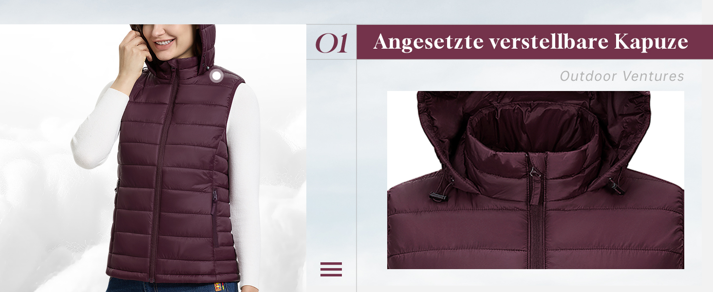 Стьобана жилетка Outdoor Ventures для жінок з капюшоном: тепла спортивна жилетка для походів, кемпінгу та їзди на велосипеді (Рожева, L)