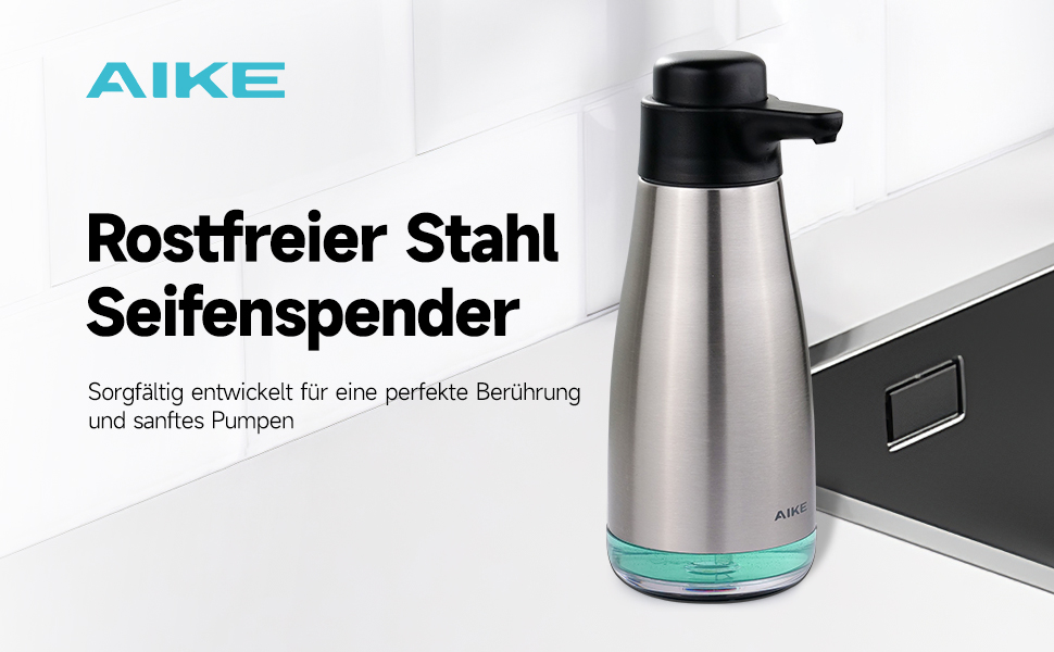 Дозатор мила AIKE AK1062, нержавіюча сталь, 450 мл, чорний, для кухні