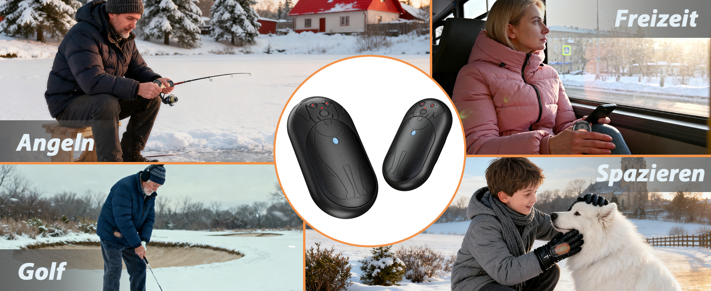 Електричні грілки для рук 6000mAh (2 шт.) - багаторазові, USB-C, 3 режими нагріву, подарунок для жінок, чоловіків, дітей, для катання на лижах, піших прогулянок, чорний