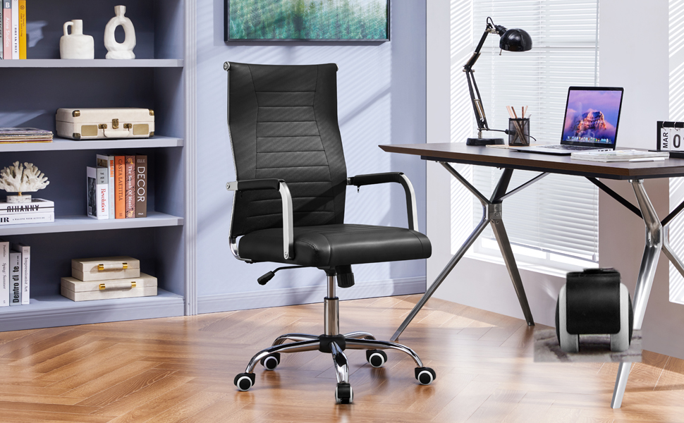 Офісний крісло Yaheetech з ергономічним дизайном, з підлокітниками, для офісу та дому, чорний, до 136 кг