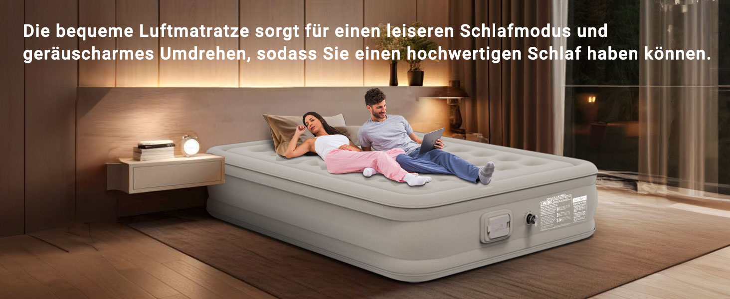 Надувна ліжко 2 особи, самонадувна повітряна матрац з портативним насосом, антизносний матеріал преміум-якості, для кемпінгу та дому. Подвійне ліжко для гостей