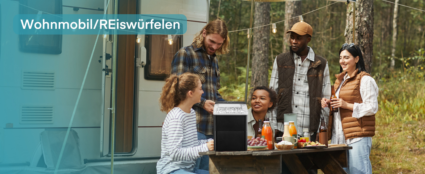 Машина для льоду FOHERE портативна, самоочисна, 14 кг/24 год, 2 розміри, компактний дизайн, керування однією кнопкою, інтелектуальні сповіщення, з лопаткою та кошиком для дому/бару/офісу/кемпінгу (чорний)