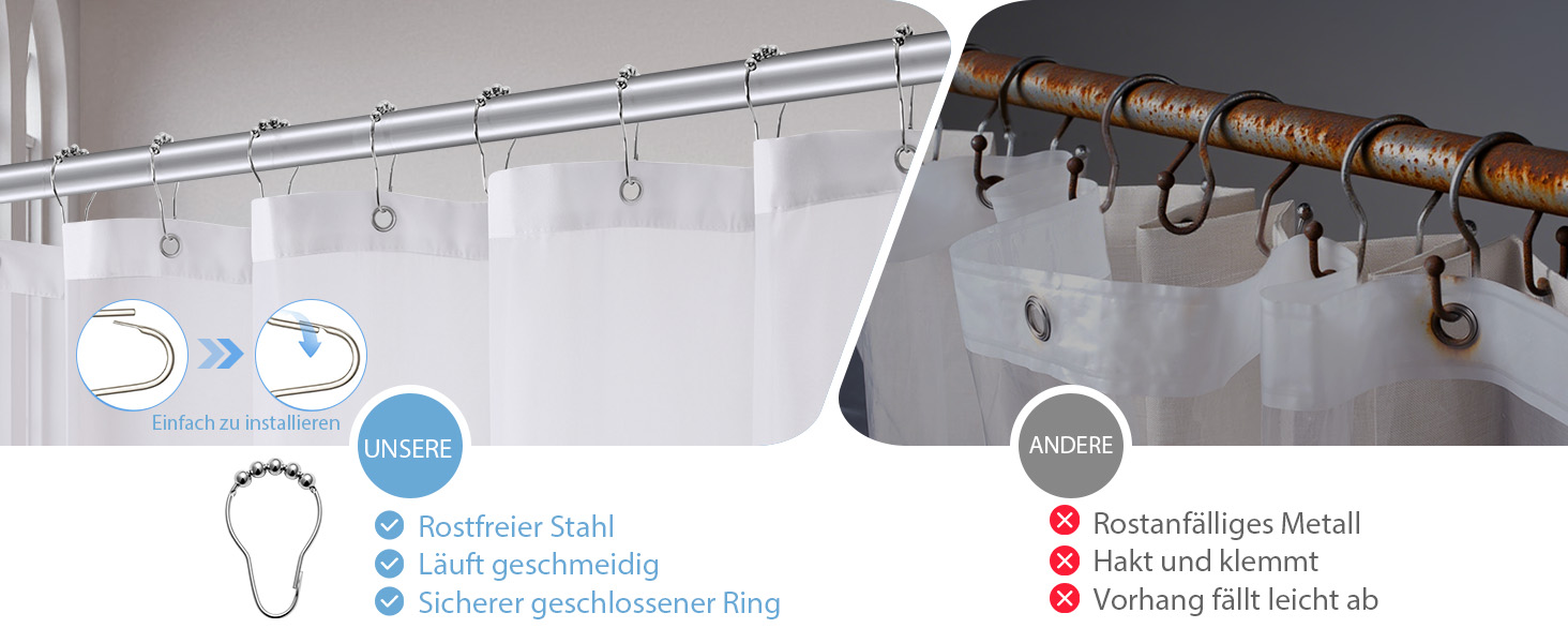 Водонепроникна штора для душу з льоном та вікном (183x183 см), біла - 12 гачків з нержавіючої сталі, утяжелений край, тканинна штора для ванни, машинне прання